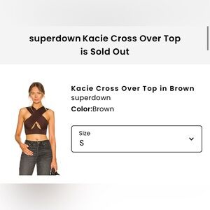 BNWOT Superdown Kacie Cross Over Top in Brown